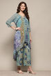 Blue Printed Asymmetric Kurta & Palazzo Suit Set image number 5