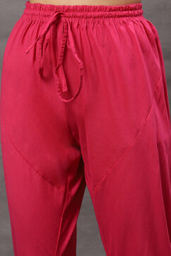 Rohit Bal Fuschia Cotton Blend Straight Kurta Suit Set image number 2