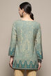 Green and Beige Printed Regular Fit Straight Kurti image number 3