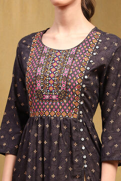 Black Cotton Printed Kurta image number 1