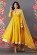 Rohit Bal Yellow Cotton Silk Anarkali image number 0