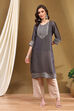 Grey Silk Straight Kurta image number 0