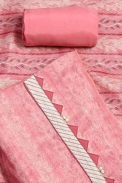 Pink Silk Tussar Digital Print Unstitched Suit Set image number 1