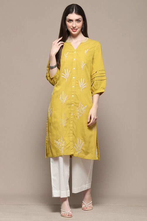 Lime Rayon Straight Kurta image number 5