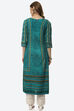 Green & Turquoise Rayon Straight Printed Kurta image number 4