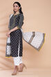 Black Cotton Straight Kurta Flared Palazzo Suit Set image number 4