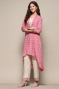 Pink Cotton Printed Kurta Set image number 3