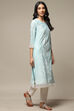 Blue Viscose Straight Printed Kurta image number 3