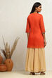 Orange Embroidered Festive Straight Suit Set image number 4