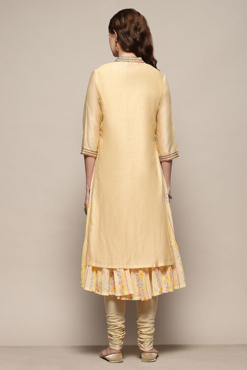 Beige Cotton Blend Layered Suit Set image number 5