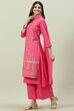 Pink Printed Layered Kurta Palazzo Suit Set image number 8