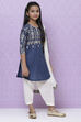 Blue Cotton Girls Straight Kurta Salwar Suit Set image number 5