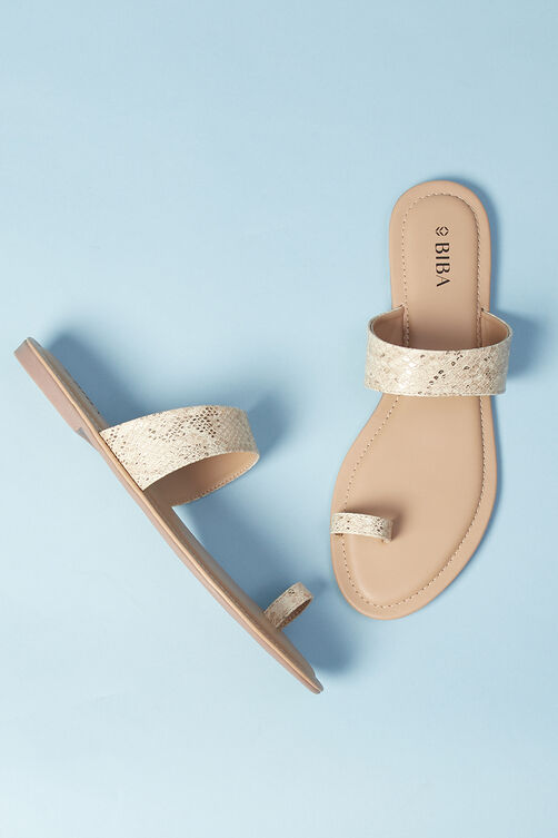 Beige Pu Ring Toe Sandals image number 2