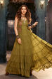 Green Georgette Festive Tiered Anarkali Dress image number 0