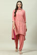 Pink LIVA Blend Straight Kurta Salwar Suit Set image number 0