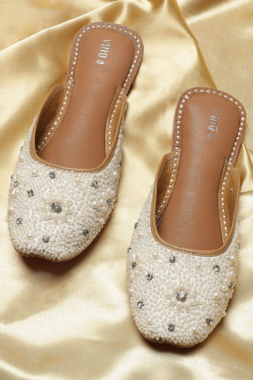 Buy White Pearl Embellished Mules (Mules) for INR1449.50