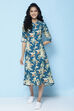 Teal Rayon Printed Kurta Dress image number 4