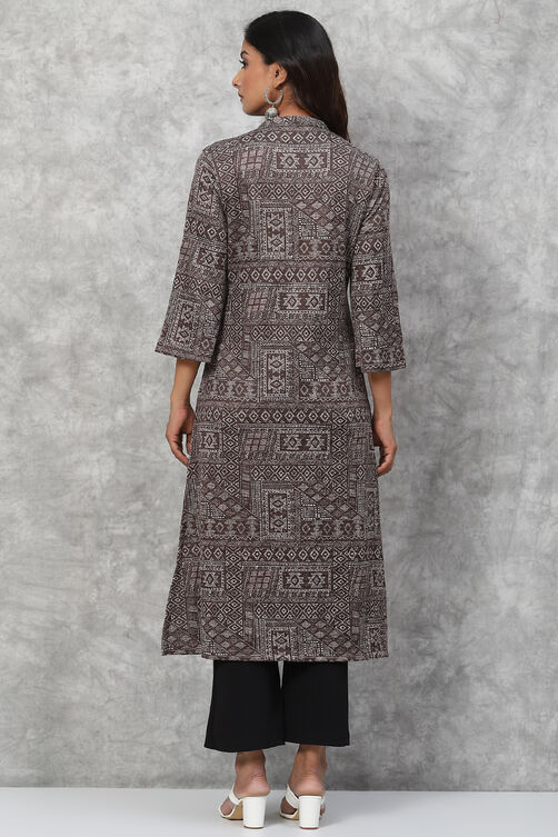 Mud Terry Rayon A-Line Kurta image number 4