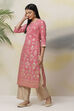 Old Rose Art Silk Straight Printed Kurta image number 2