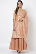 Peach Art Silk Straight Kurta Skirt Suit Set image number 4