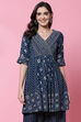 Indigo LIVA Flared Printed Short Kurti