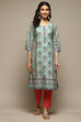 Green Cotton Straight Printed Kurta image number 5