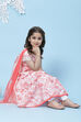 White And Pink Cotton Flared Kurta Churidar Suit Set image number 7