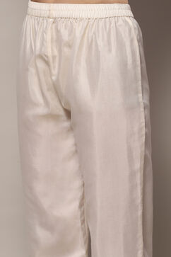 White Pink Chanderi Blend Unstitched Suit set image number 3