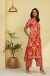 Moss Green Printed Straight Kurta Set image number 5