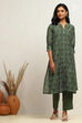 Green Chanderi Printed Straight Kurta Set image number 6