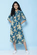 Teal Rayon Printed Kurta Dress image number 3