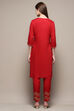 Red Rayon Straight Kurta Pant 2 Piece Set image number 4