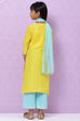 Yellow Cotton Girls Straight  Kurta Palazzo Suit Set image number 4