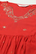 Red Foil Printed Gathered A-Line Kurta image number 2