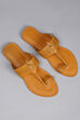 Mustard Yellow Leather Kolhapuri Sandals image number 2