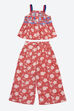 Red Printed Cotton Strappy Top and Flare Pants Set image number 0