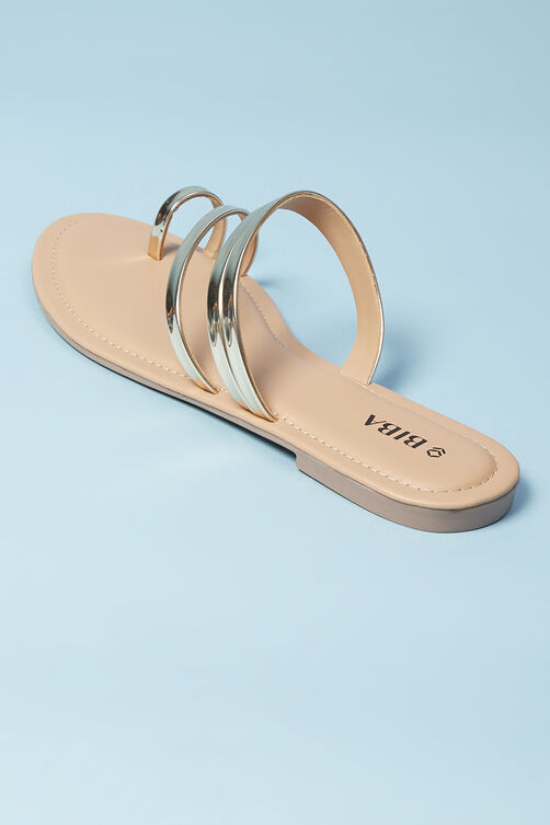 Gold Pu V-Strap Sandals image number 4