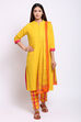 Yellow Eco Cotton Straight Kurta Slim Pant Suit Set image number 0