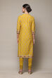 Mustard Cotton Straight Kurta Churidar Suit Set image number 4