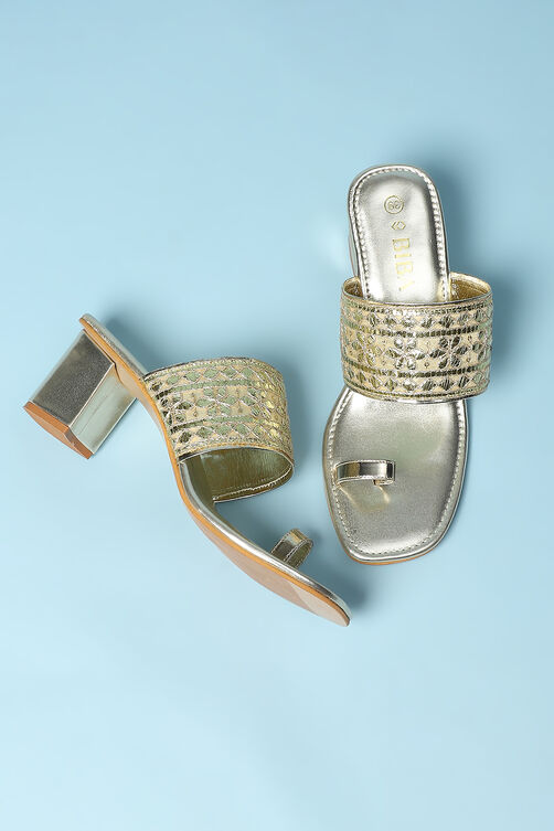 Gold Embroidered Ring Toe Sandals image number 2