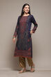 Berry Poly Cotton Straight Yarndyed Kurta image number 2