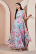 Pink Floral Printed Tiered Anarkali Kurta image number 0