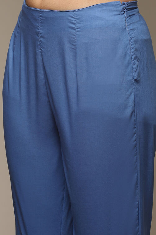 Buy Blue Cotton Gathered Kurta Pant 2 Piece Set for INR2099.30 |Biba India