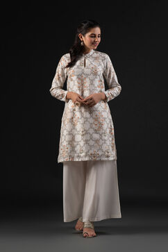 Rohit Bal Off White Cotton Silk Straight Printed Suit Set image number 6