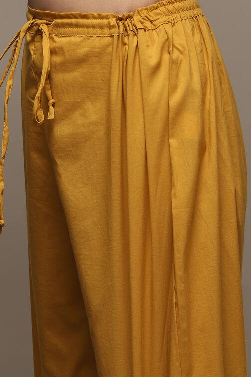 Yellow Cotton Blend Straight Kurta Palazzo Suit Set image number 2