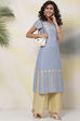 Ice Blue Cotton A Line Kurta image number 5