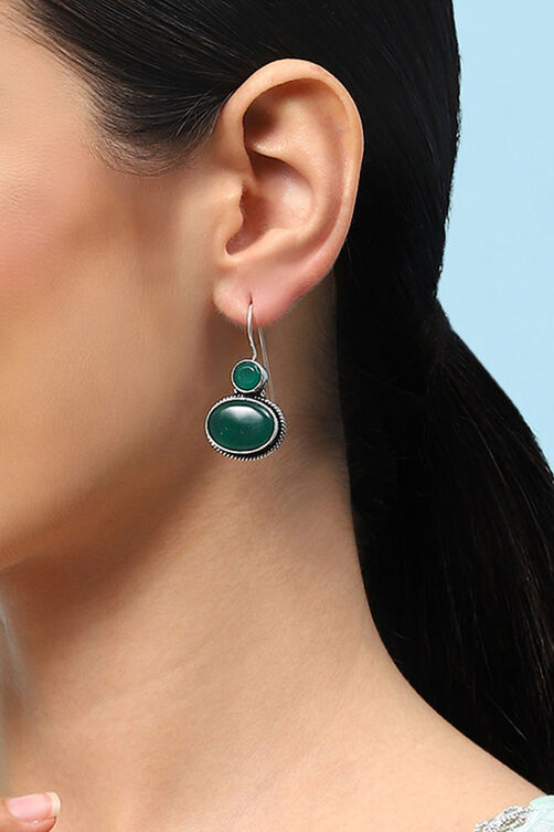 Green Brass Earrings image number 1