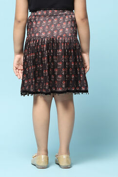 Black Viscose Printed Short Skirt image number 4
