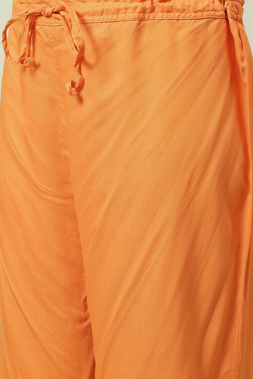 Orange Pink Cotton Silk Flared Kurta Palazzo Suit Set Kurta, Narrow ...