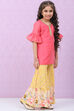 Yellow & Pink Art Silk Straight Kurta Set image number 5